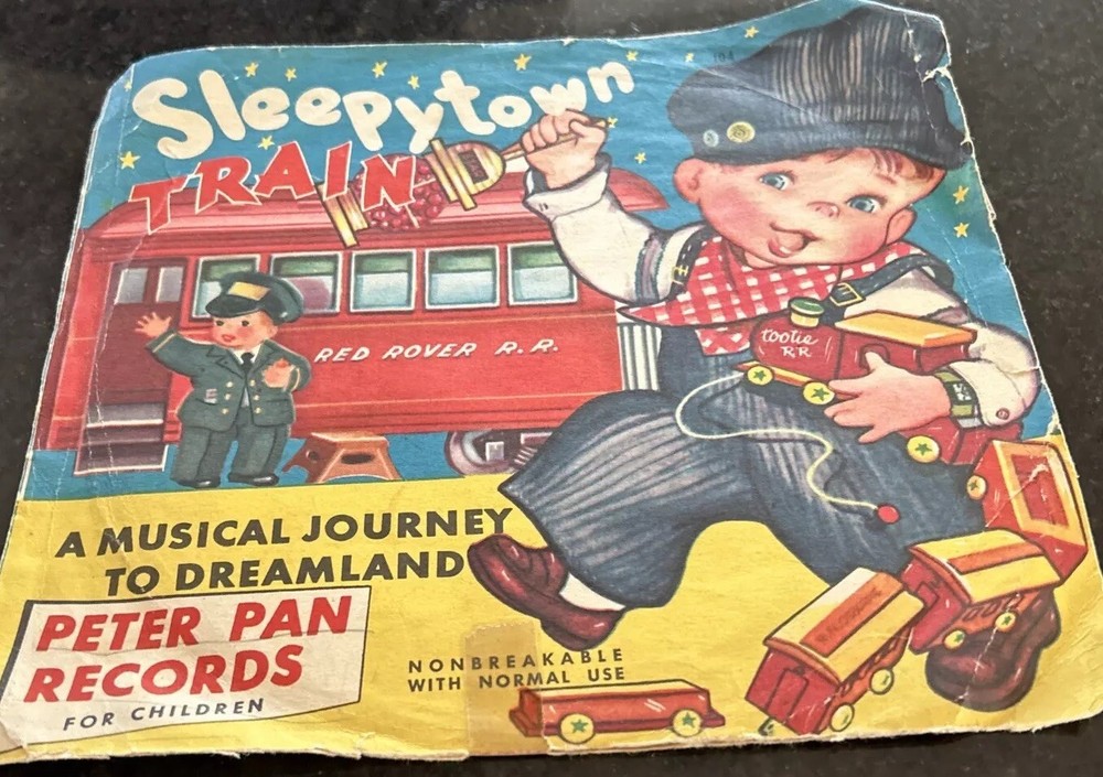 VTG 45 RPM Red Vinyl Record Sleepy Town Train, A Musical Journey To Dreamland.