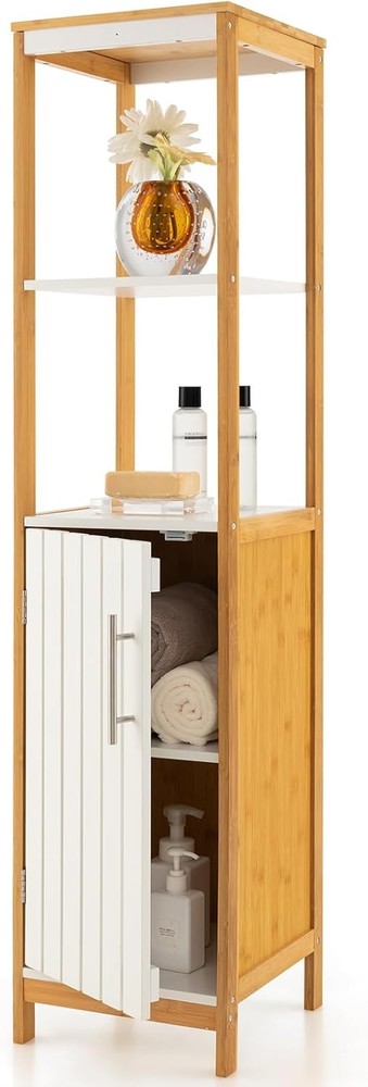 Bamboo Freestanding Bathroom Storage Cabinet with Door