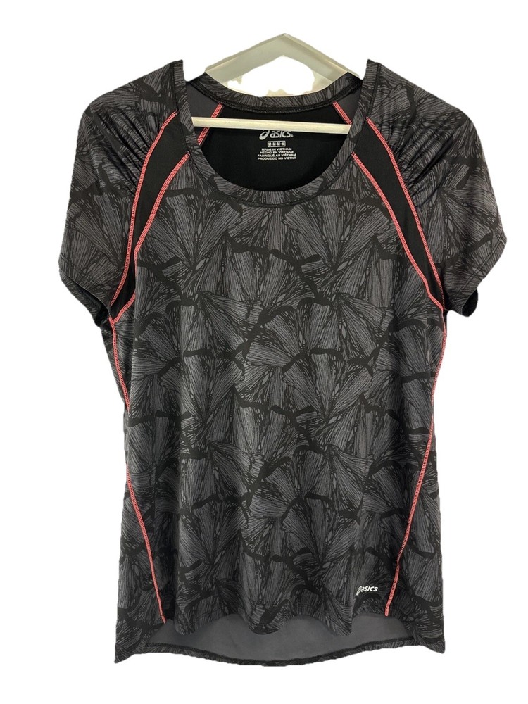 Asics Women’s Athletic Top Short Sleeve Black gray Pink M