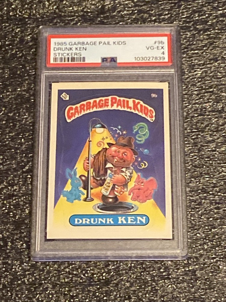 1985 Topps Garbage Pail Kids Stickers Series 1 Matte Drunk Ken #9b PSA 4 VGEX