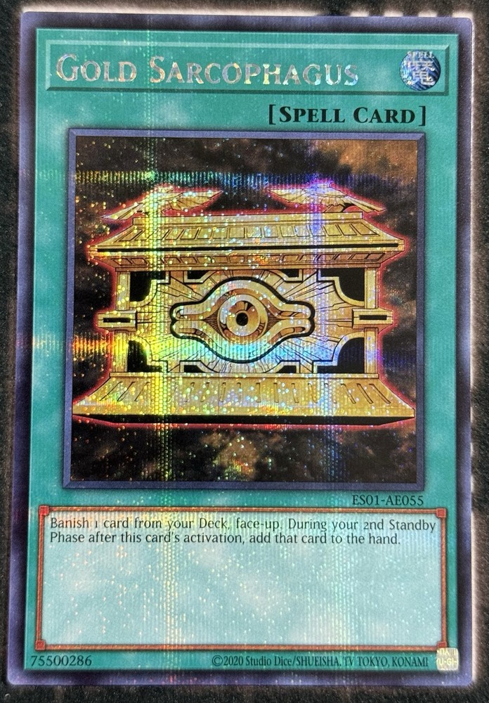 Yugioh Gold Sarcophagus ES01-AE055 Asian-English Secret Rare NM USA Seller