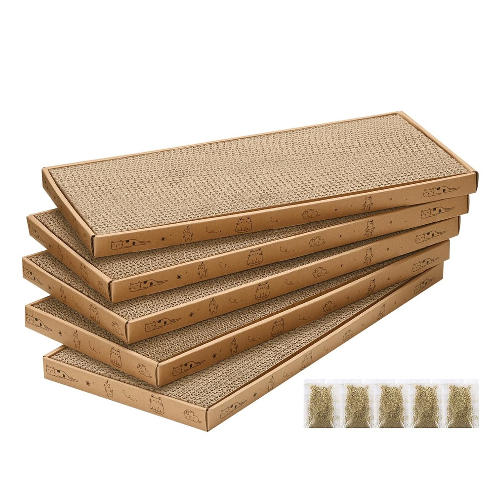 Cat Scratcher Cardboard with Box Durable Corrugate Scratching Kitty Sofa Loun...