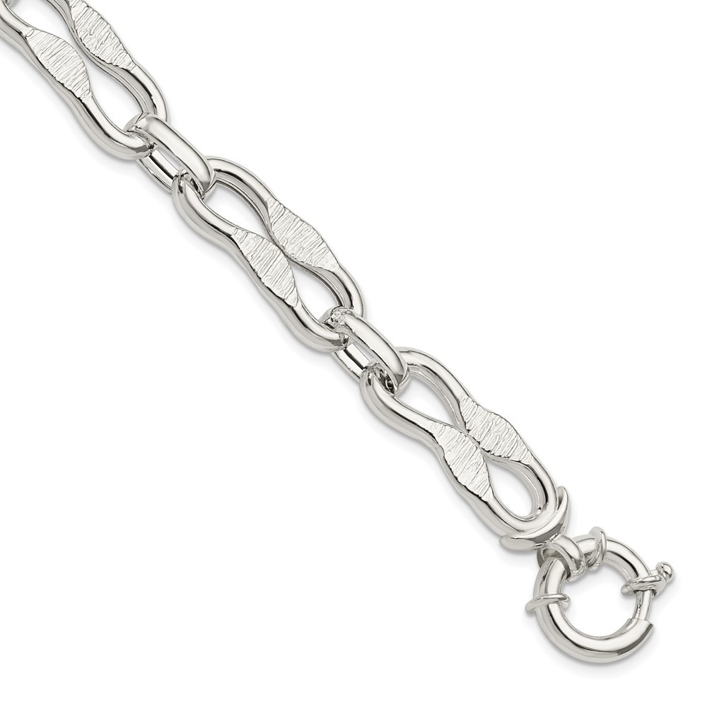 Sterling Silver Polished Fancy Link Bracelet 8