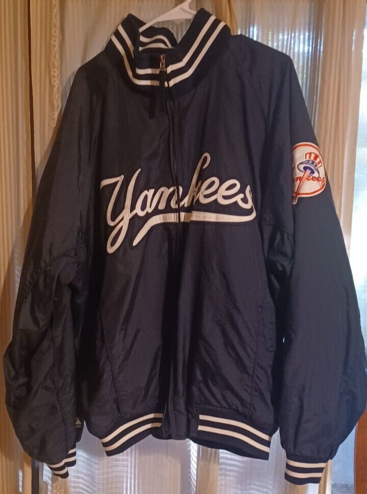 VTG Majestic Authentic Collection NEW YORK YANKEES Bomber Jacket Size XXL Blue