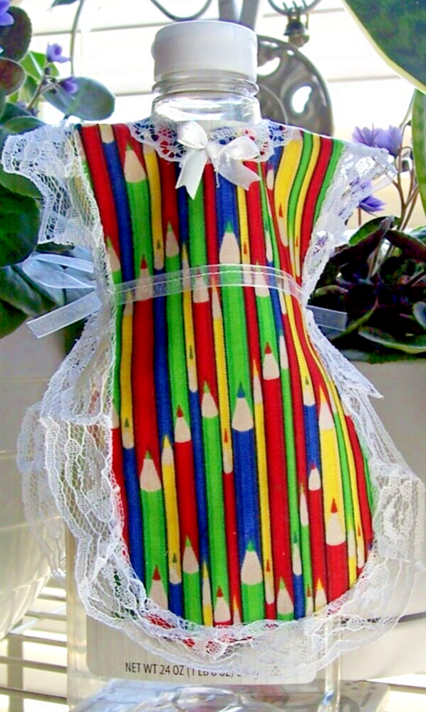 Back to School Pencil Apron Dish soap, Pancake syrup, Catsup bottle Cover-up Fun-image