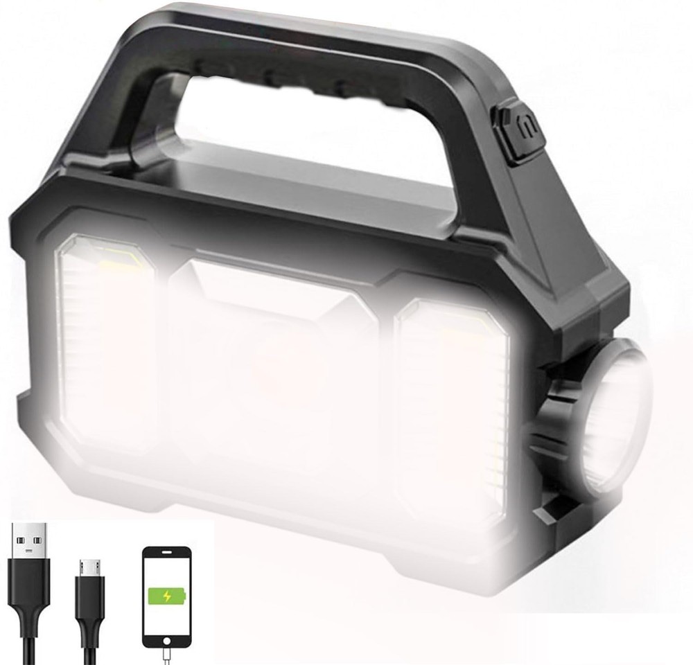 Super Bright 6000LM Solar Rechargeable LED Spotlight Flashlight - Handheld Portable Lighting for Outdoor Adventures and Emergencies