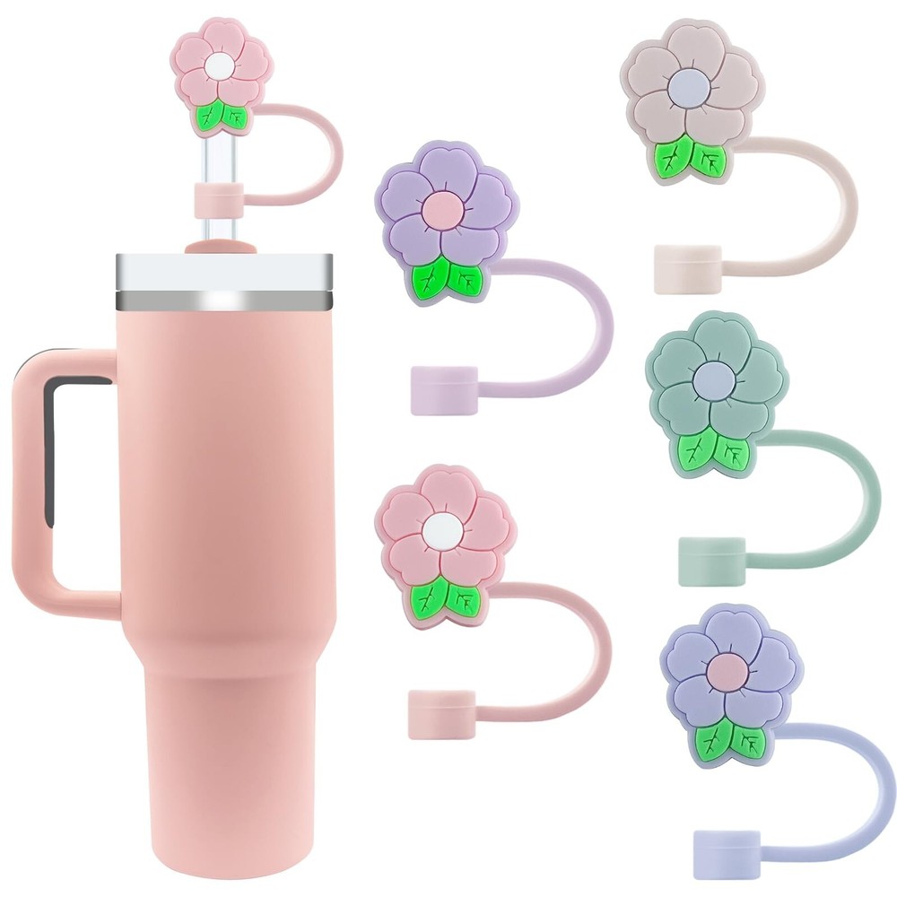 5Pcs Silicone Straw Covers for Stanley 20 30 40 Oz Cups - Leak-Proof & Reusable