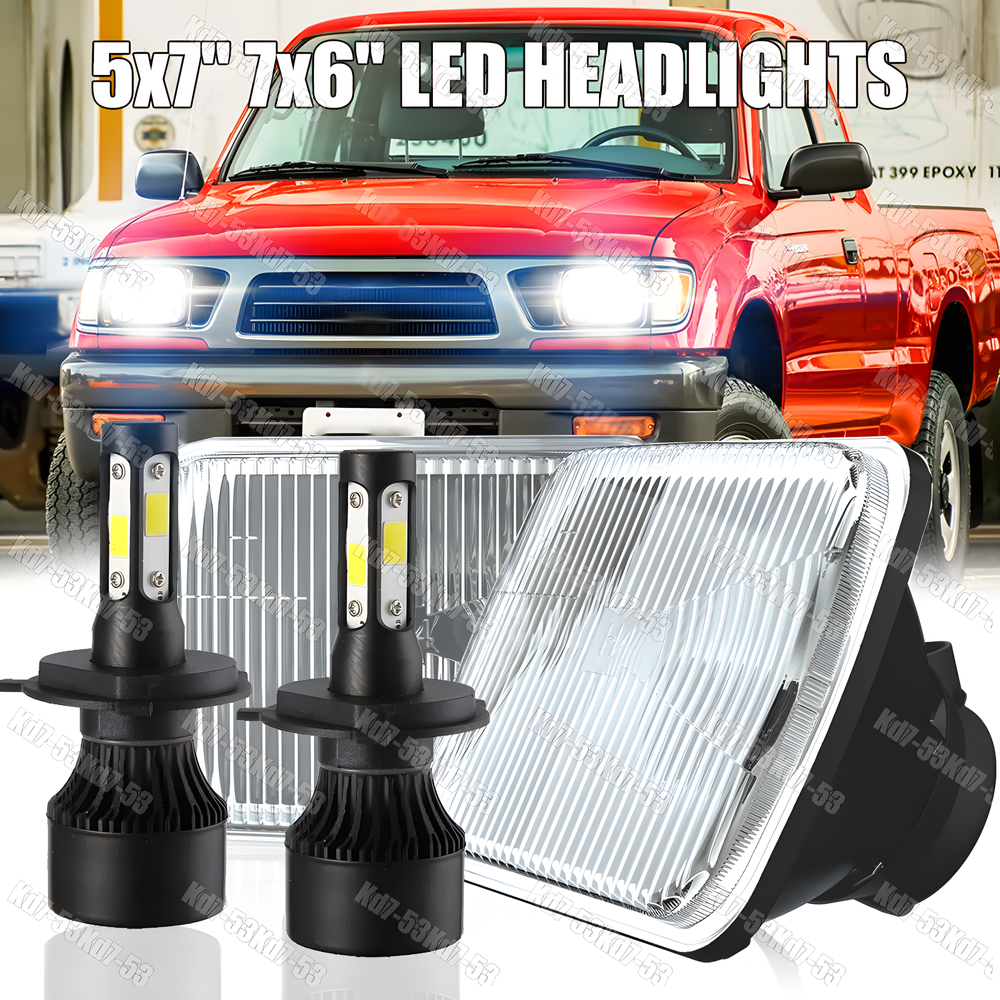 2PC 5x7 7x6 LED Headlights Hi-Lo Beam for Toyota Pickup 1982-1995 & 4Runner