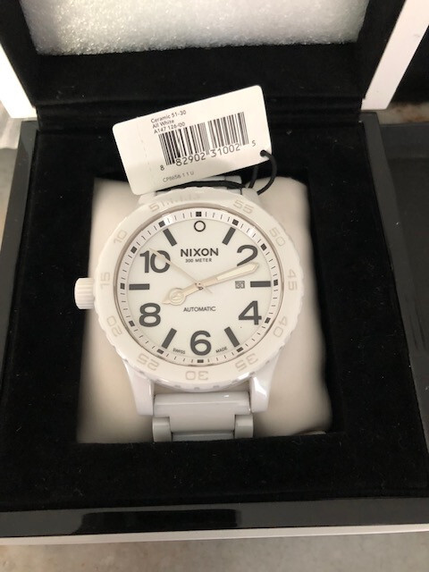 Nixon 51-30 Swiss Made Automatic Ceramic Watch All White Rare USA Seller  