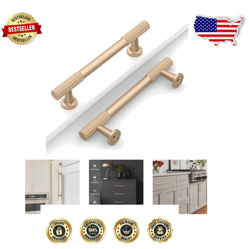 Elegant 10 Pack 3.75'' Champagne Bronze Cabinet Pulls for Kitchen & Bathroom