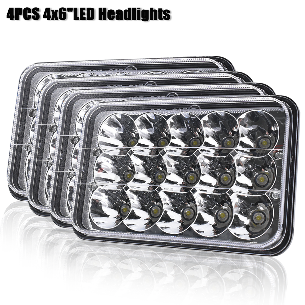 4PC Black 4x6 LED Headlights for Mercury Grand Marquis Town Car Continental
