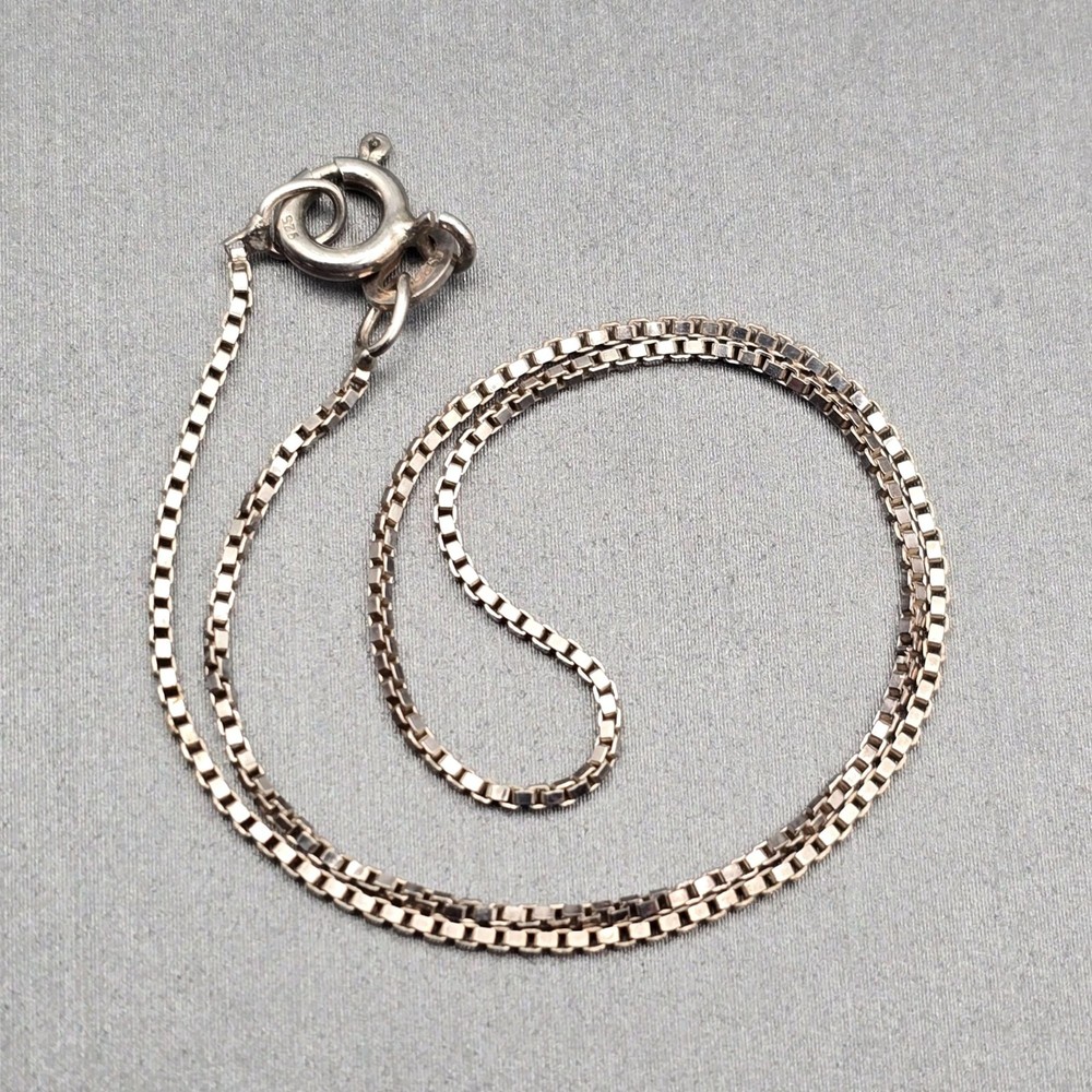 VTG Italy 925 Sterling Silver 1.2mm Box Chain Anklet 9 Inch Spring Ring Clasp Beach Jewelry