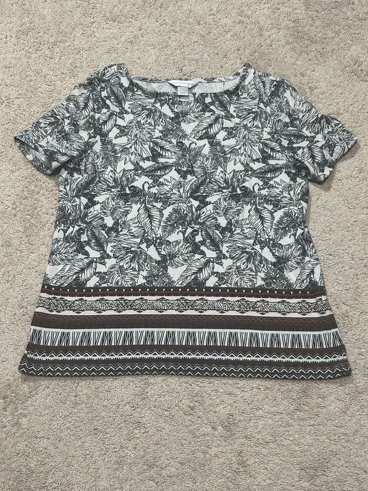 Christopher & Banks Womens Shirt Size Large Multicolor Floral Print Classic