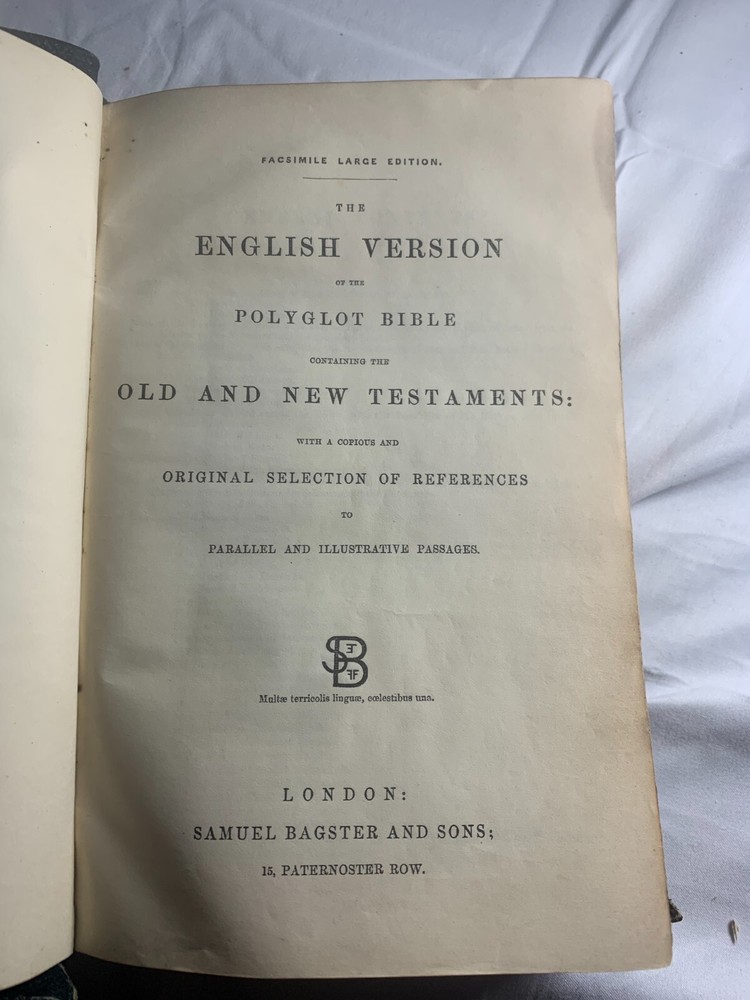 Polyglot Bible Circa 1880, Leather Soft Cover