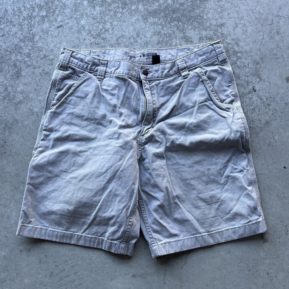 Carhartt Shorts Mens 36 Beige Relaxed Fit Rugged Flex Canvas Work BS2514-M