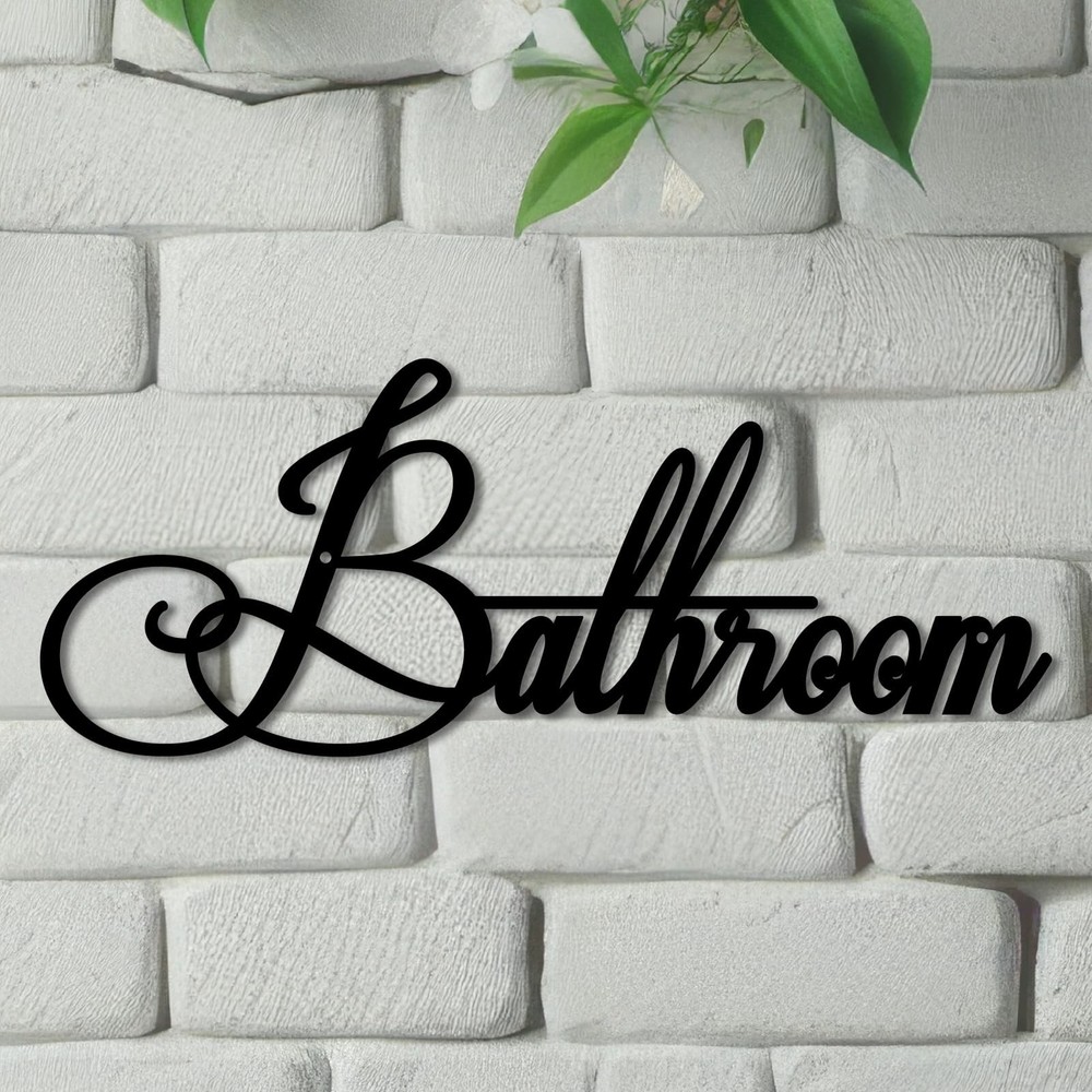 Metal Bathroom Letter Sign, Farmhouse Metal Bathroom Wall Art Decor, Bathroom...
