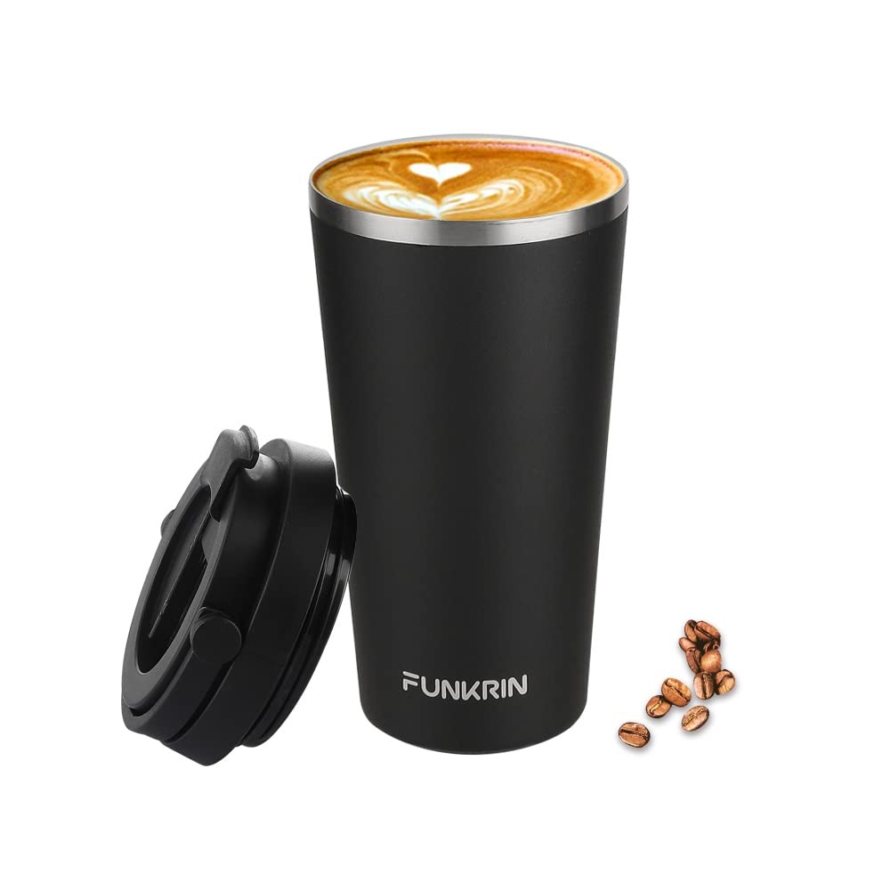 Insulated Coffee Mug with Ceramic Coating, 16oz Iced Coffee Tumbler Cup with ...