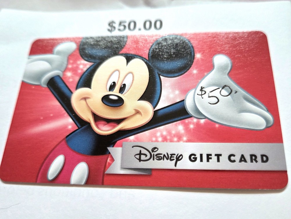 WALT DISNEY Mickey Mouse $50.00 DISNEYLAND GIFT CARD BIRTHDAY VACATION VALENTINE