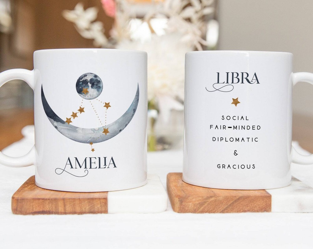 Libra Gifts Zodiac Sign Ceramic Mug September October Birthday Gift For Him