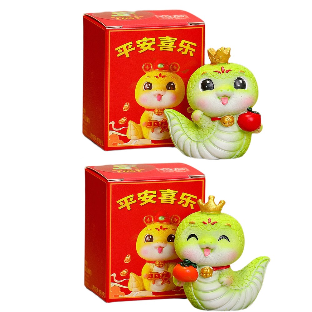 Chinese New Year 2025 Snake Figurine Decorative Green Animal Statue for Table