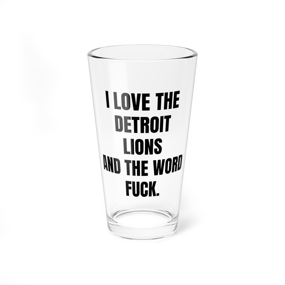 Detroit Lions Football Fan Beer Glass : 16 oz Pint Glass - Funny Game Day Gift