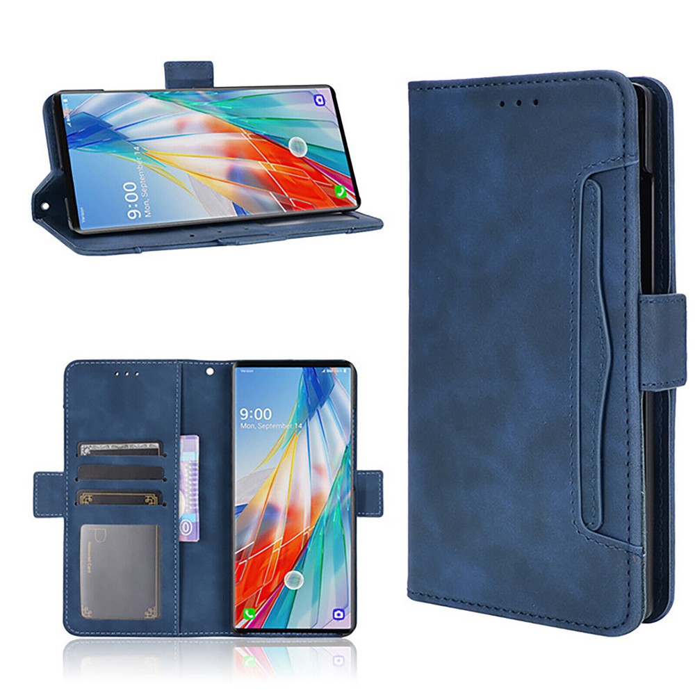 Funda tipo billetera de cuero abatible magnético para teléfono LG Wing 5G de lujo a prueba de golpes #