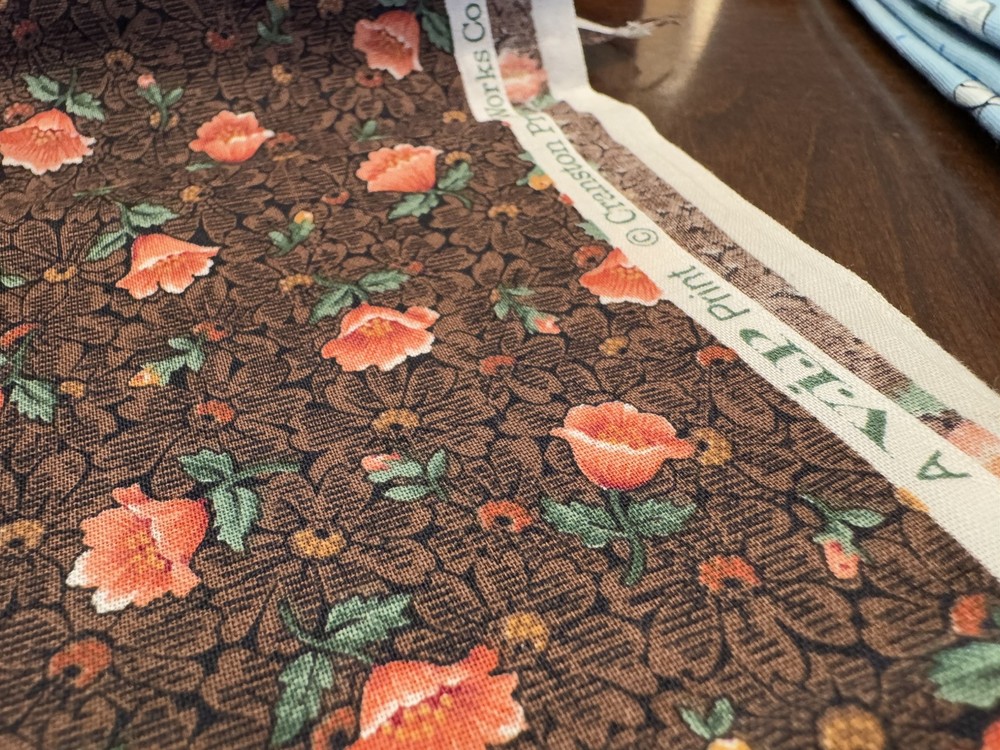 Vintage VIP Cranston Brown Peach Civil War Print Fabric 1 Yard 44 Wide