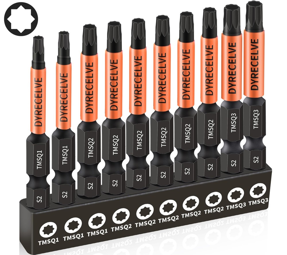 10-Pack 8-Point Star Torx Bit Set with Magnetic Heads & Hex Shank