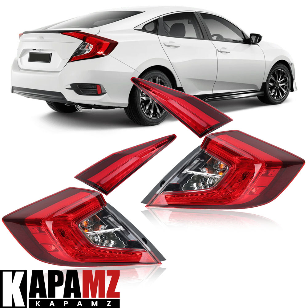 Set Tail Lights For 2016 2017-2021 Honda Civic 4-Door Sedan Rear Lamp Left+Right