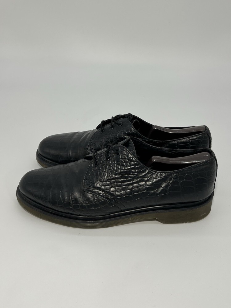 DR. MARTENS Men’s Sz 12 Black Croc Leather Oxford Lace Up Dress Shoes