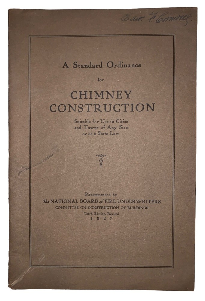 1927, A STANDARD ORDINANCE FOR CHIMNEY CONSTRUCTION, BOARD OF FIRE UNDERWRITERS