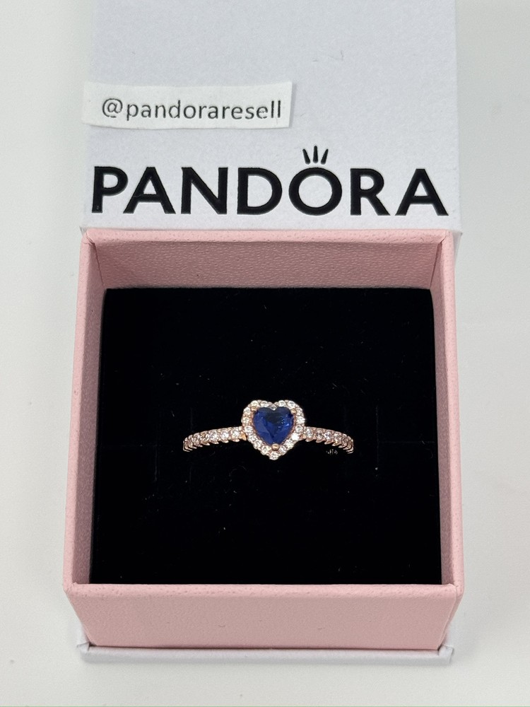 *Brand New* Pandora Sparkling Blue Elevated Heart Ring