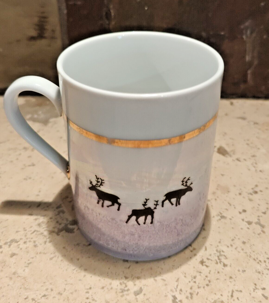 Seltmann Weiden Bavaria Signed Reindeer Deer Coffee Mug 3.5 Inch