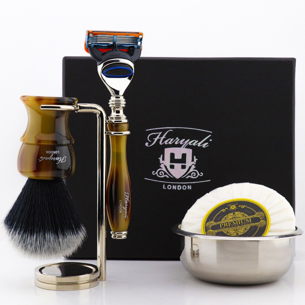 Synthetic Silvertip Hair Brush Shaving Kit For Men Complete 5 Piece Shaving Set