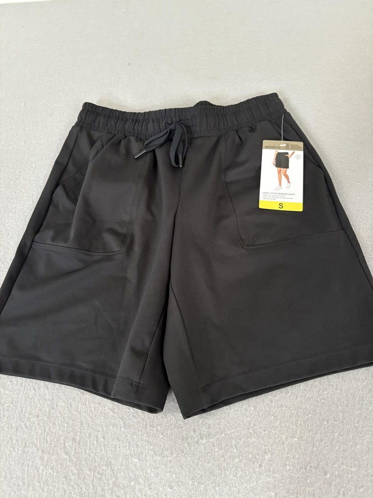 Mondetta Shorts Womens Small Black Active Bermuda Elastic Waist Moisture Wicking