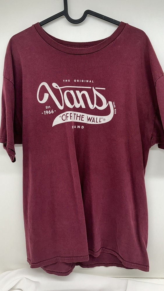 VANS Mens “OFF THE WALL” Skate Tee Shirt - Large, Auburn Color