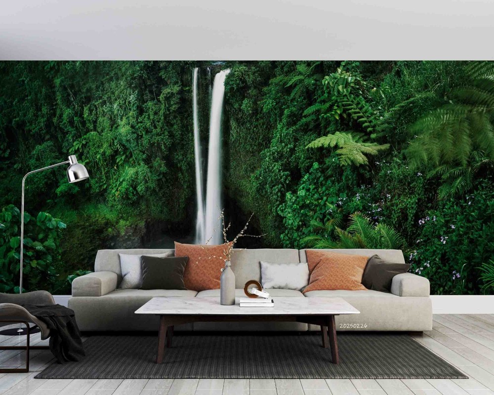 3D Forest Waterfall Landscape Wall Murals Wallpaper Murals Wall Sticker 2