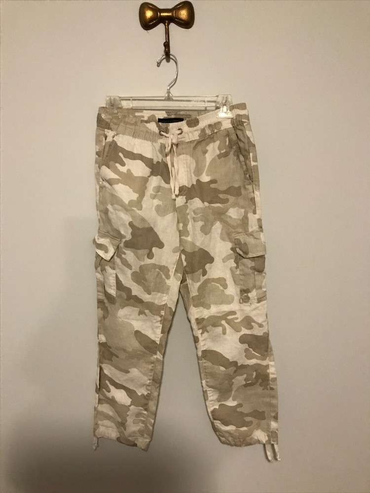 Sanctuary x Anthropologie  Carefree Camouflage 100% Linen Cargo Pants - EXSM