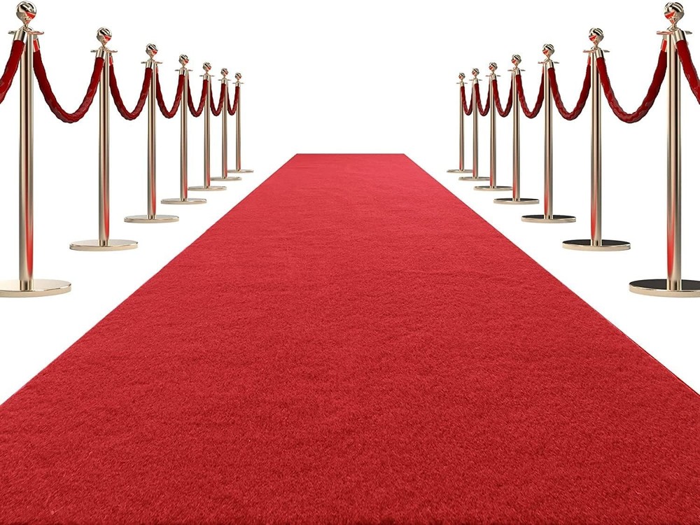 HOMBYS 450 GSM Extra Thick Red Carpet 3x15 Feet Rectangular Runner
