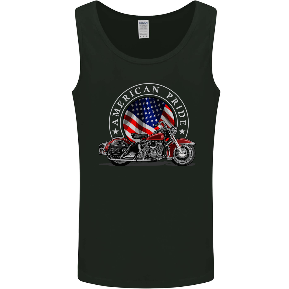 American Pride Motorcycle Biker Chopper Mens Vest Tank Top