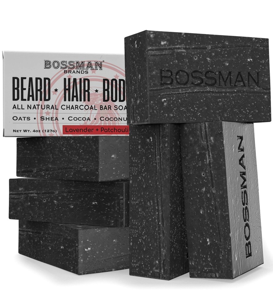 Bossman 6-Pack Bar Soap - All Natural Beard Wash Shampoo & Body Wash