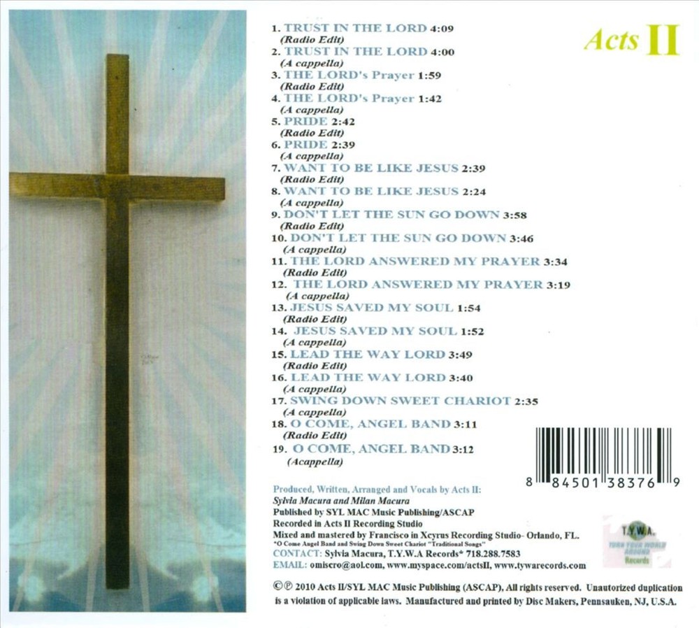 ACTS II TRUST IN THE LORD NEW CD