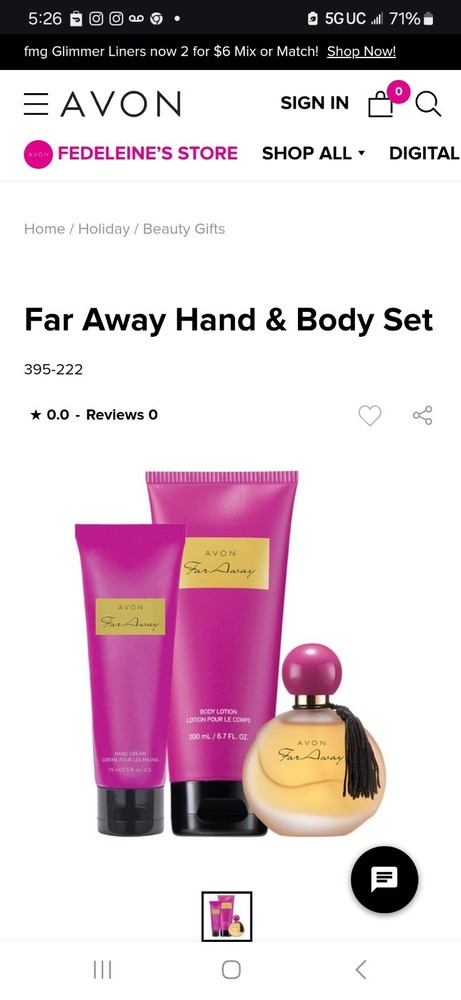Avon Fragrance Set with Lotion and Body Scrub for Women