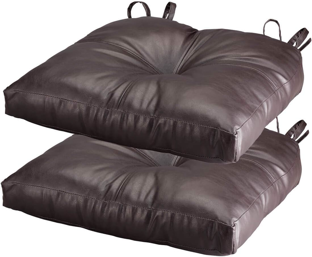 Chocolate Faux Leather Chair Pad Set of 2