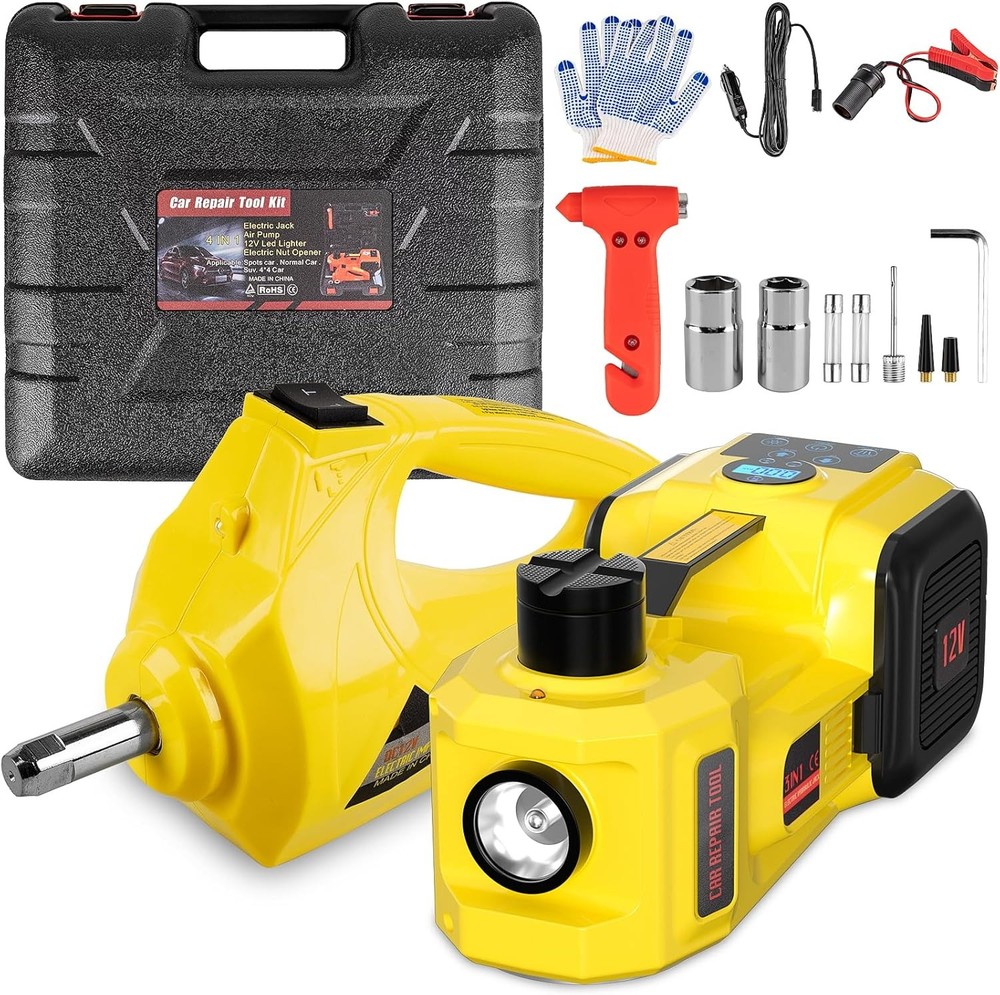 Electric Car Jack, 5 Ton 12V Digital Display Jack for Yellow