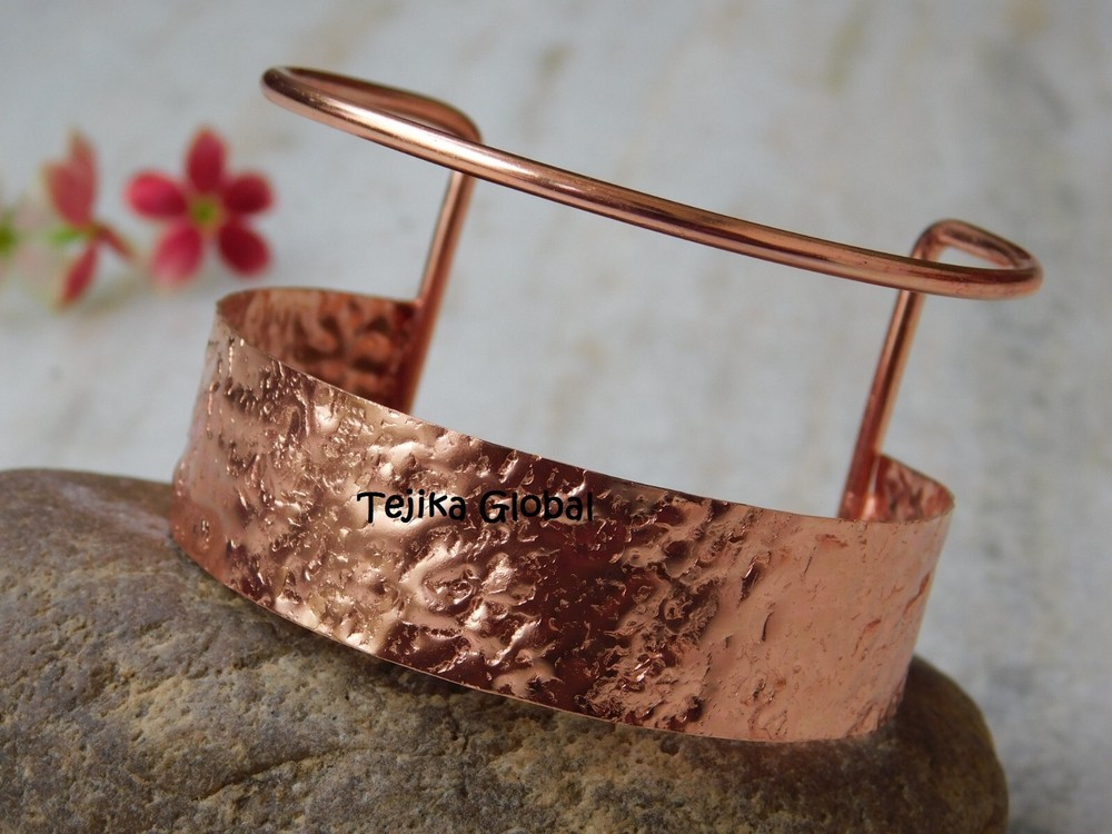 Pure Copper Cuff Bracelet Arthritis Pain Energy Therapy Cuff Hammered Bracelet,