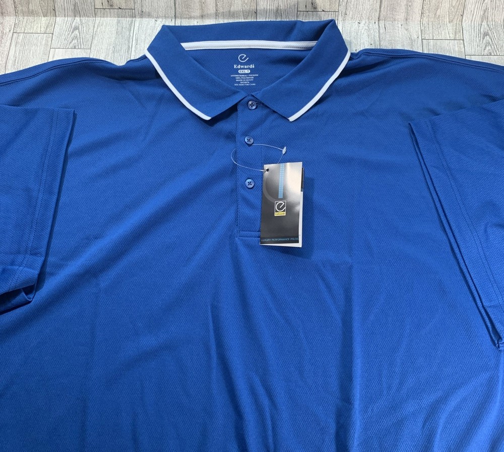 Edwards Mens 6XL Blue Short Sleeve Pique Polo Shirt