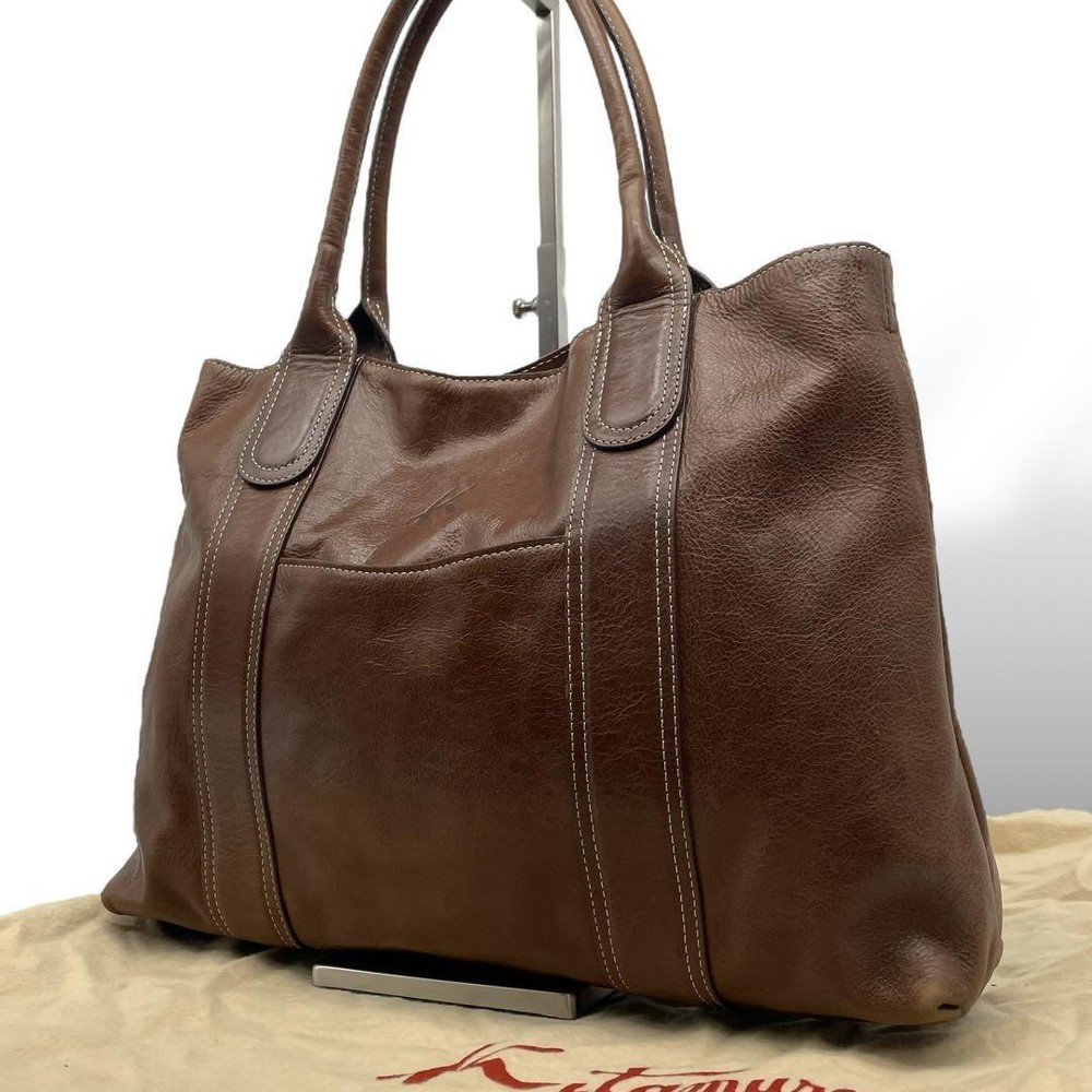 Kitamura business Commuting Large capacity A4 Tote Bag Brown leather unisex.