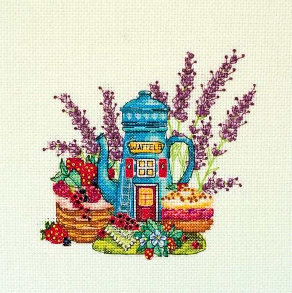 Cross stitch kit - Sweet morning 15x14cm Yellow Aida 14ct needlepoint kit
