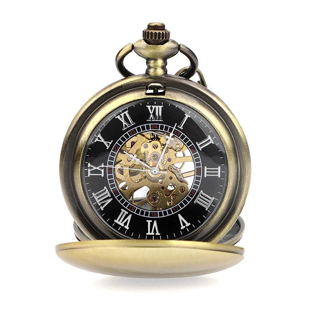 Vintage Zinc Alloy Mechanical Pocket Watch for Men - Lightweight Portable Gift